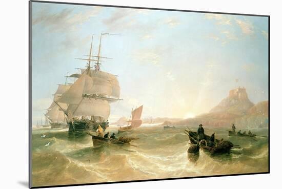 Squadron of Frigates and Fishing Vessels in a Choppy Sea Off Holy Island-John Wilson Carmichael-Mounted Giclee Print