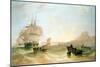 Squadron of Frigates and Fishing Vessels in a Choppy Sea Off Holy Island-John Wilson Carmichael-Mounted Giclee Print