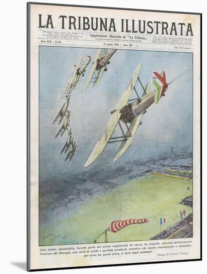 Squadron of Italian Fighters Perform Acrobatics Over le Bourget Airfield Near Paris-Vittorio Pisani-Mounted Art Print