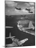 Squadron of US Douglas SBD3 Dive Bombers in Flight, Patrolling Coral Reefs Off Midway Island-Frank Scherschel-Mounted Photographic Print