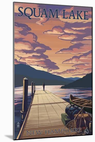 Squam Lake, New Hampshire - Dock and Sunset-Lantern Press-Mounted Art Print