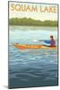 Squam Lake, New Hampshire - Kayak Scene-Lantern Press-Mounted Art Print