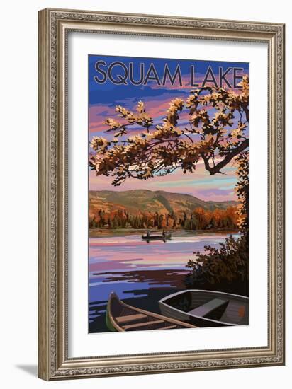 Squam Lake, New Hampshire - Lake at Dusk-Lantern Press-Framed Art Print