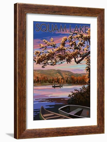 Squam Lake, New Hampshire - Lake at Dusk-Lantern Press-Framed Art Print