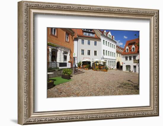 Square at the Cafe Ziegler in the Old Town of Mei§en, Corner Castle Hill and Bergstra§e-Uwe Steffens-Framed Photographic Print