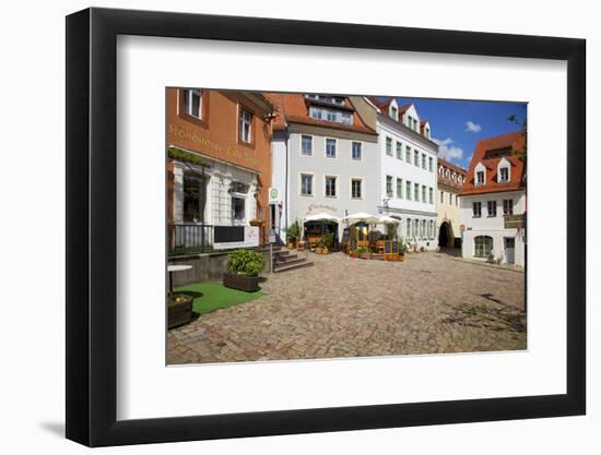 Square at the Cafe Ziegler in the Old Town of Mei§en, Corner Castle Hill and Bergstra§e-Uwe Steffens-Framed Photographic Print