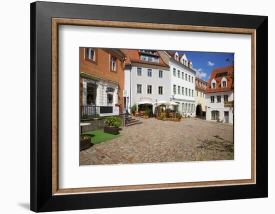 Square at the Cafe Ziegler in the Old Town of Mei§en, Corner Castle Hill and Bergstra§e-Uwe Steffens-Framed Photographic Print