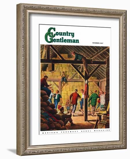 "Square Dance in the Barn," Country Gentleman Cover, November 1, 1947-W.W. Calvert-Framed Giclee Print