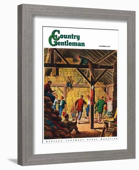 "Square Dance in the Barn," Country Gentleman Cover, November 1, 1947-W.W. Calvert-Framed Giclee Print