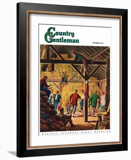 "Square Dance in the Barn," Country Gentleman Cover, November 1, 1947-W.W. Calvert-Framed Giclee Print