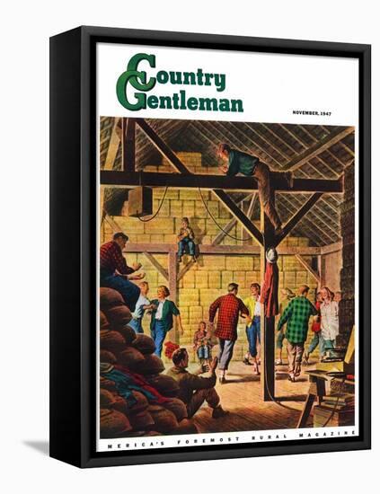 "Square Dance in the Barn," Country Gentleman Cover, November 1, 1947-W.W. Calvert-Framed Premier Image Canvas