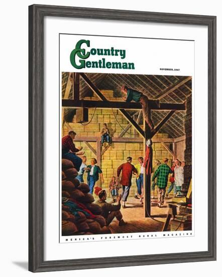 "Square Dance in the Barn," Country Gentleman Cover, November 1, 1947-W.W. Calvert-Framed Giclee Print