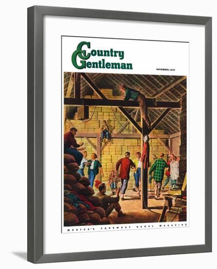 "Square Dance in the Barn," Country Gentleman Cover, November 1, 1947-W.W. Calvert-Framed Giclee Print