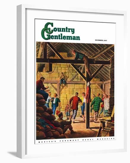 "Square Dance in the Barn," Country Gentleman Cover, November 1, 1947-W.W. Calvert-Framed Giclee Print