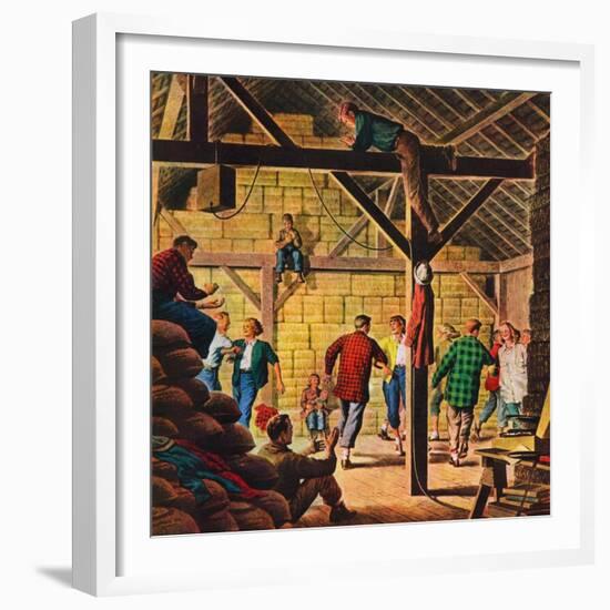 "Square Dance in the Barn,"November 1, 1947-W.W. Calvert-Framed Giclee Print