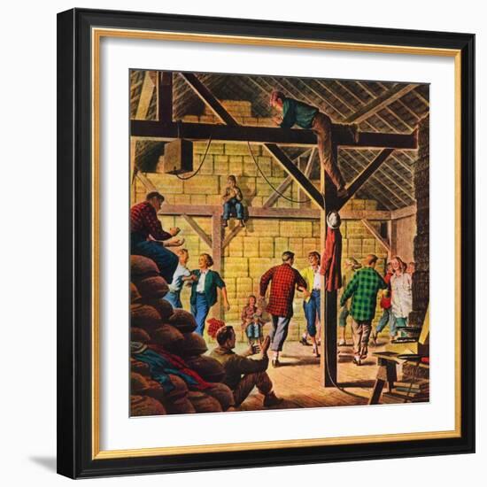 "Square Dance in the Barn,"November 1, 1947-W.W. Calvert-Framed Giclee Print