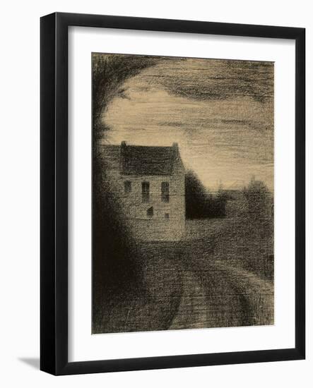 Square House; Maison Carree, C.1882-1884 (Crayon on Paper Laid down on Board)-Georges Pierre Seurat-Framed Giclee Print