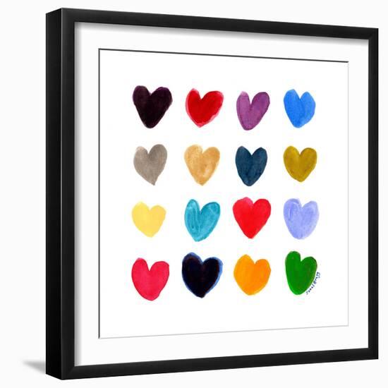 Square of Hearts 1-Janel Bragg-Framed Art Print