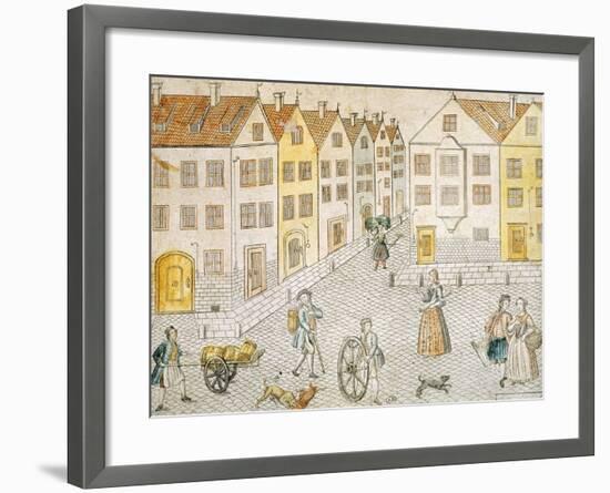 Square of Small Town, Germany 18th Century-null-Framed Giclee Print