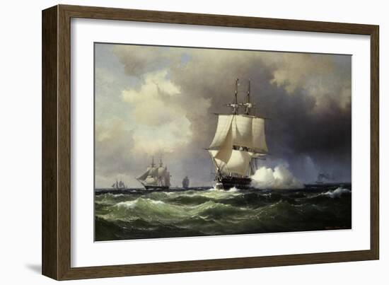 Square Riggers on the Open Sea-Wilhelm Melbye-Framed Giclee Print