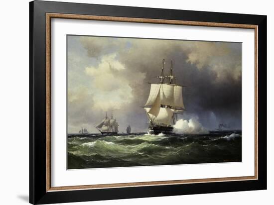 Square Riggers on the Open Sea-Wilhelm Melbye-Framed Giclee Print