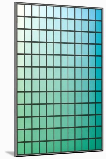 Squares with Gradated Green to Blue-null-Mounted Art Print