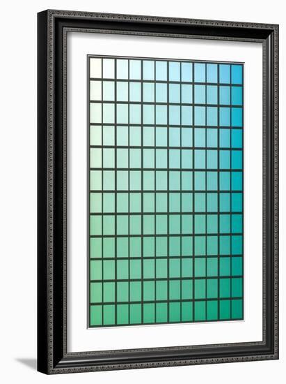 Squares with Gradated Green to Blue-null-Framed Art Print