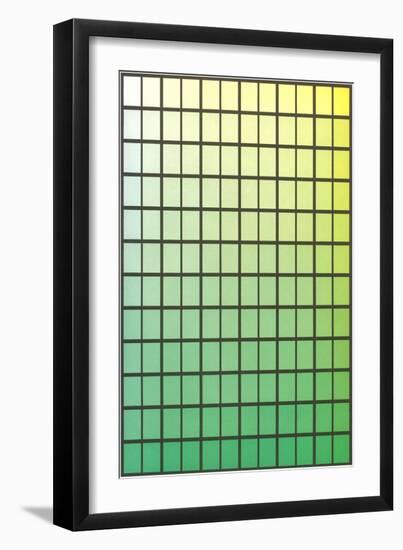 Squares with Gradated Greens-null-Framed Art Print