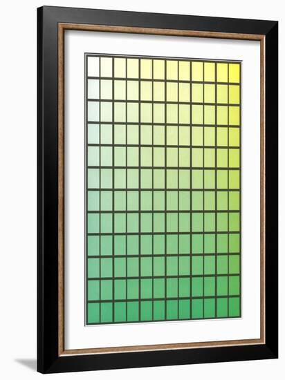 Squares with Gradated Greens-null-Framed Art Print