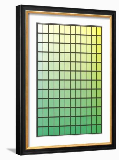 Squares with Gradated Greens-null-Framed Art Print