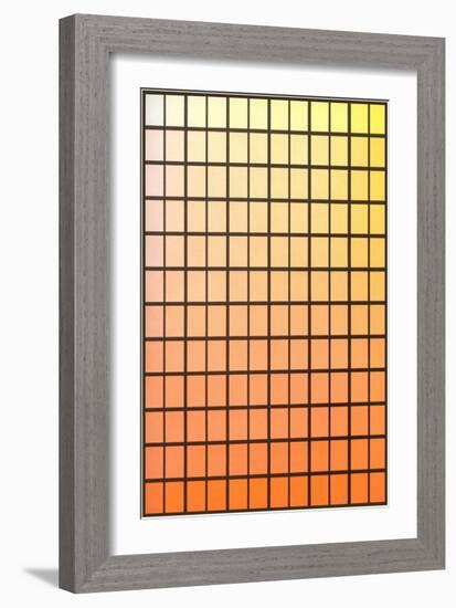 Squares with Gradated Orange to Yellow-null-Framed Art Print