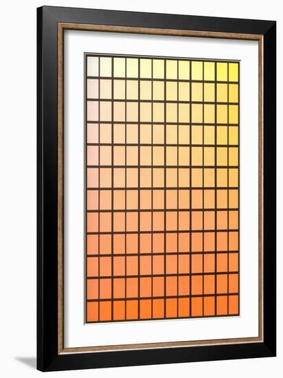 Squares with Gradated Orange to Yellow-null-Framed Art Print