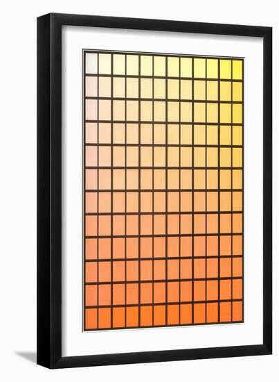 Squares with Gradated Orange to Yellow-null-Framed Art Print