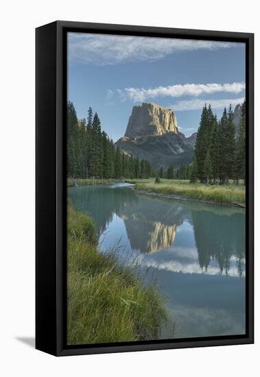 Squaretop Mountain reflected in Green River, Bridger Wilderness, Wind River Range, Wyoming.-Alan Majchrowicz-Framed Premier Image Canvas