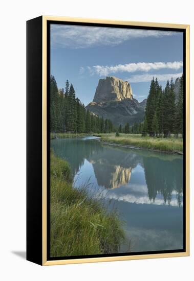 Squaretop Mountain reflected in Green River, Bridger Wilderness, Wind River Range, Wyoming.-Alan Majchrowicz-Framed Premier Image Canvas