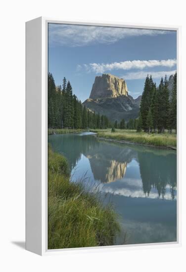 Squaretop Mountain reflected in Green River, Bridger Wilderness, Wind River Range, Wyoming.-Alan Majchrowicz-Framed Premier Image Canvas