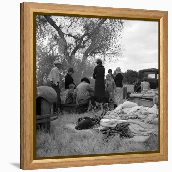 Squatters along highway near Bakersfield, California, 1935-Dorothea Lange-Framed Premier Image Canvas