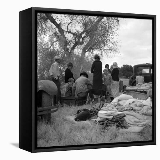 Squatters along highway near Bakersfield, California, 1935-Dorothea Lange-Framed Premier Image Canvas