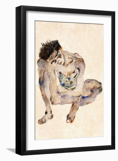 Squatting-Egon Schiele-Framed Giclee Print