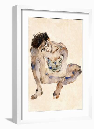 Squatting-Egon Schiele-Framed Giclee Print