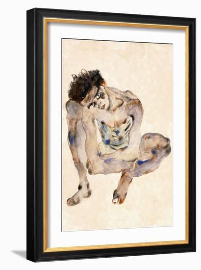 Squatting-Egon Schiele-Framed Giclee Print