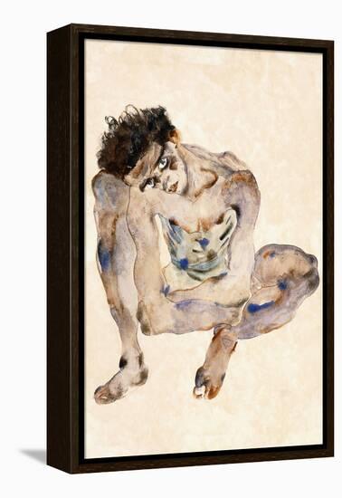 Squatting-Egon Schiele-Framed Premier Image Canvas