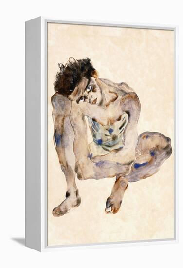 Squatting-Egon Schiele-Framed Premier Image Canvas