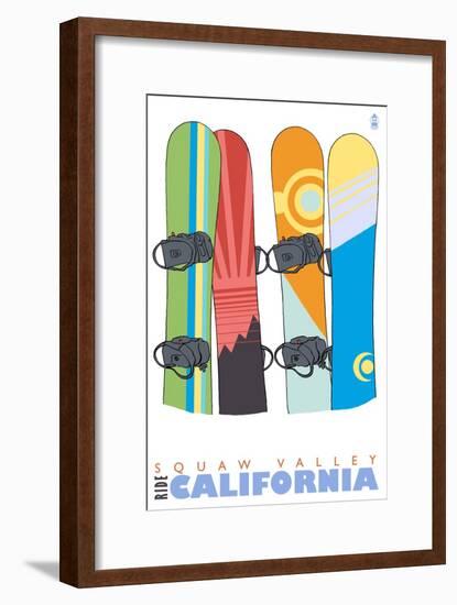 Squaw Valley, California, Snowboards in the Snow-Lantern Press-Framed Art Print