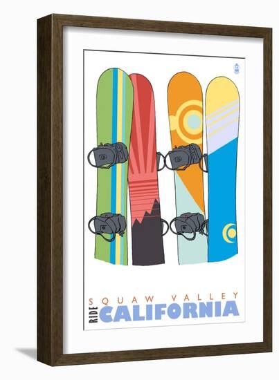 Squaw Valley, California, Snowboards in the Snow-Lantern Press-Framed Premium Giclee Print