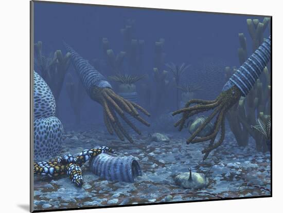 Squid-like Orthoceratites Attempt To Make Meals of Trilobites-Stocktrek Images-Mounted Photographic Print