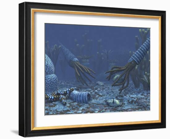 Squid-like Orthoceratites Attempt To Make Meals of Trilobites-Stocktrek Images-Framed Photographic Print