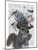 Squirrel Birdkeeper and Blue Acorns-null-Mounted Art Print