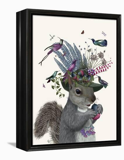 Squirrel Birdkeeper and Blue Acorns-null-Framed Stretched Canvas