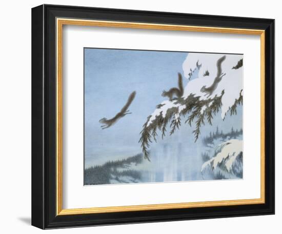 Squirrel in Flight, 1906 coloured pencil on paper-Theodor Severin Kittelsen-Framed Giclee Print